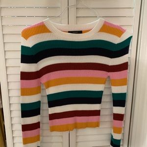 Long-Sleeve Striped Crop-Top